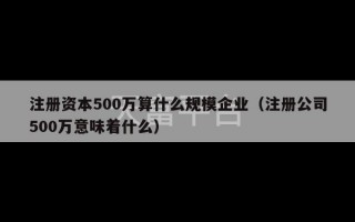 注册资本500万算什么规模企业（注册公司500万意味着什么）