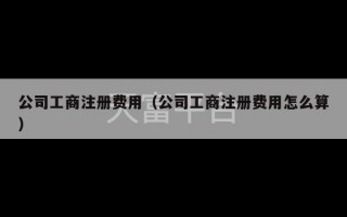 公司工商注册费用（公司工商注册费用怎么算）