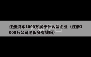 注册资本1000万属于什么型企业（注册1000万公司老板多有钱吗）