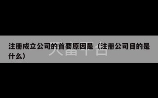 注册成立公司的首要原因是（注册公司目的是什么）