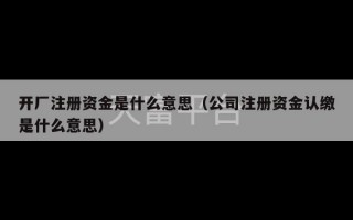 开厂注册资金是什么意思（公司注册资金认缴是什么意思）