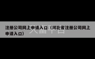 注册公司网上申请入口（河北省注册公司网上申请入口）