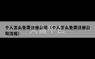 个人怎么免费注册公司（个人怎么免费注册公司流程）