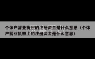 个体户营业执照的注册资金是什么意思（个体户营业执照上的注册资金是什么意思）