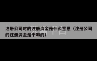 注册公司时的注册资金是什么意思（注册公司的注册资金是干嘛的）