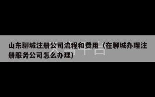 山东聊城注册公司流程和费用（在聊城办理注册服务公司怎么办理）