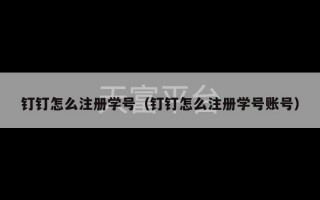 钉钉怎么注册学号（钉钉怎么注册学号账号）