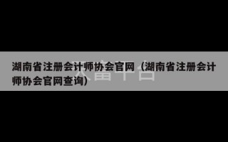 湖南省注册会计师协会官网（湖南省注册会计师协会官网查询）