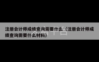 注册会计师成绩查询需要什么（注册会计师成绩查询需要什么材料）