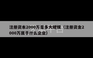 注册资本2000万是多大规模（注册资金2000万属于什么企业）