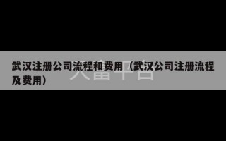 武汉注册公司流程和费用（武汉公司注册流程及费用）