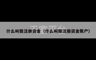 什么叫做注册资金（什么叫做注册资金账户）