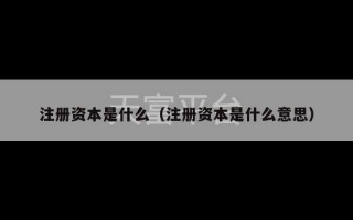 注册资本是什么（注册资本是什么意思）