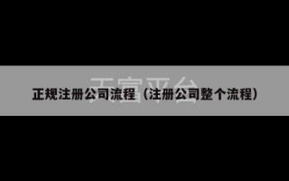 正规注册公司流程（注册公司整个流程）