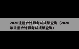 2020注册会计师考试成绩查询（2020年注册会计师考试成绩查询）