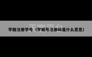 学籍注册学号（学籍号注册码是什么意思）