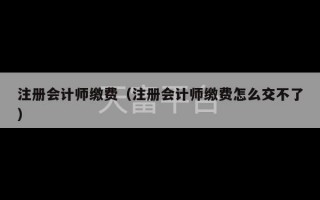 注册会计师缴费（注册会计师缴费怎么交不了）