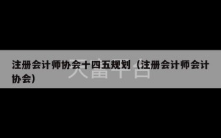 注册会计师协会十四五规划（注册会计师会计协会）