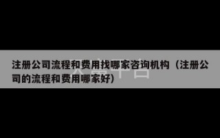 注册公司流程和费用找哪家咨询机构（注册公司的流程和费用哪家好）