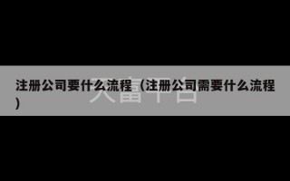 注册公司要什么流程（注册公司需要什么流程）