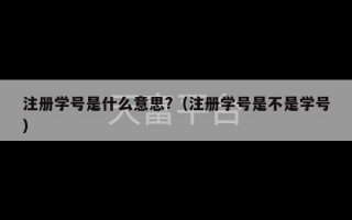 注册学号是什么意思?（注册学号是不是学号）