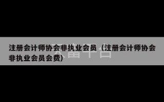 注册会计师协会非执业会员（注册会计师协会非执业会员会费）