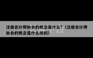 注册会计师协会的概念是什么?（注册会计师协会的概念是什么样的）