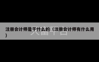 注册会计师是干什么的（注册会计师有什么用）