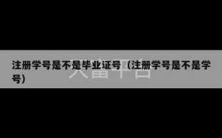 注册学号是不是毕业证号（注册学号是不是学号）