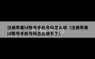 注册苹果id账号手机号码怎么填（注册苹果id账号手机号码怎么填不了）