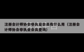 注册会计师协会非执业会员有什么用（注册会计师协会非执业会员查询）