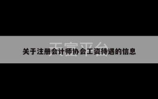 关于注册会计师协会工资待遇的信息