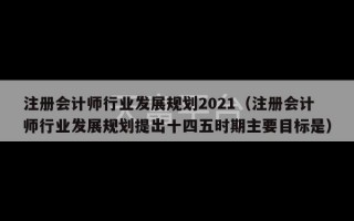 注册会计师行业发展规划2021（注册会计师行业发展规划提出十四五时期主要目标是）