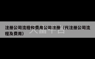 注册公司流程和费用公司注册（代注册公司流程及费用）