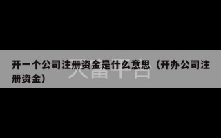 开一个公司注册资金是什么意思（开办公司注册资金）