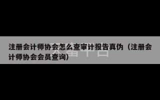 注册会计师协会怎么查审计报告真伪（注册会计师协会会员查询）