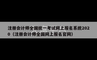 注册会计师全国统一考试网上报名系统2020（注册会计师全国网上报名官网）