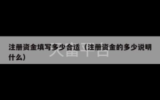 注册资金填写多少合适（注册资金的多少说明什么）