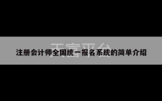 注册会计师全国统一报名系统的简单介绍