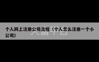 个人网上注册公司流程（个人怎么注册一个小公司）