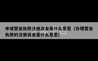 申请营业执照注册资金是什么意思（办理营业执照的注册资金是什么意思）