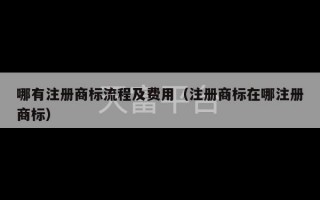 哪有注册商标流程及费用（注册商标在哪注册商标）