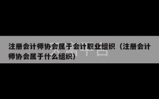 注册会计师协会属于会计职业组织（注册会计师协会属于什么组织）