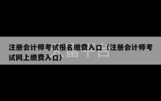 注册会计师考试报名缴费入口（注册会计师考试网上缴费入口）