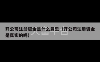 开公司注册资金是什么意思（开公司注册资金是真实的吗）