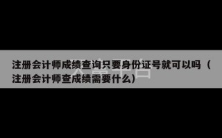 注册会计师成绩查询只要身份证号就可以吗（注册会计师查成绩需要什么）