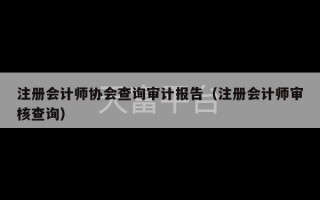 注册会计师协会查询审计报告（注册会计师审核查询）