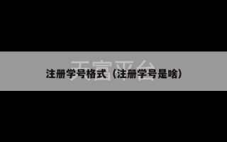 注册学号格式（注册学号是啥）