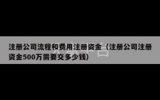 注册公司流程和费用注册资金（注册公司注册资金500万需要交多少钱）