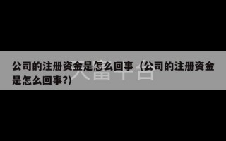 公司的注册资金是怎么回事（公司的注册资金是怎么回事?）